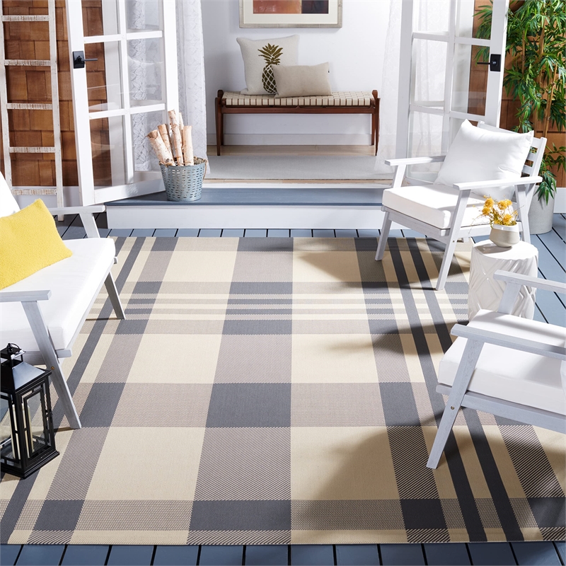 Safavieh Courtyard Grey Indoor Outdoor Rug - 9' x 12'