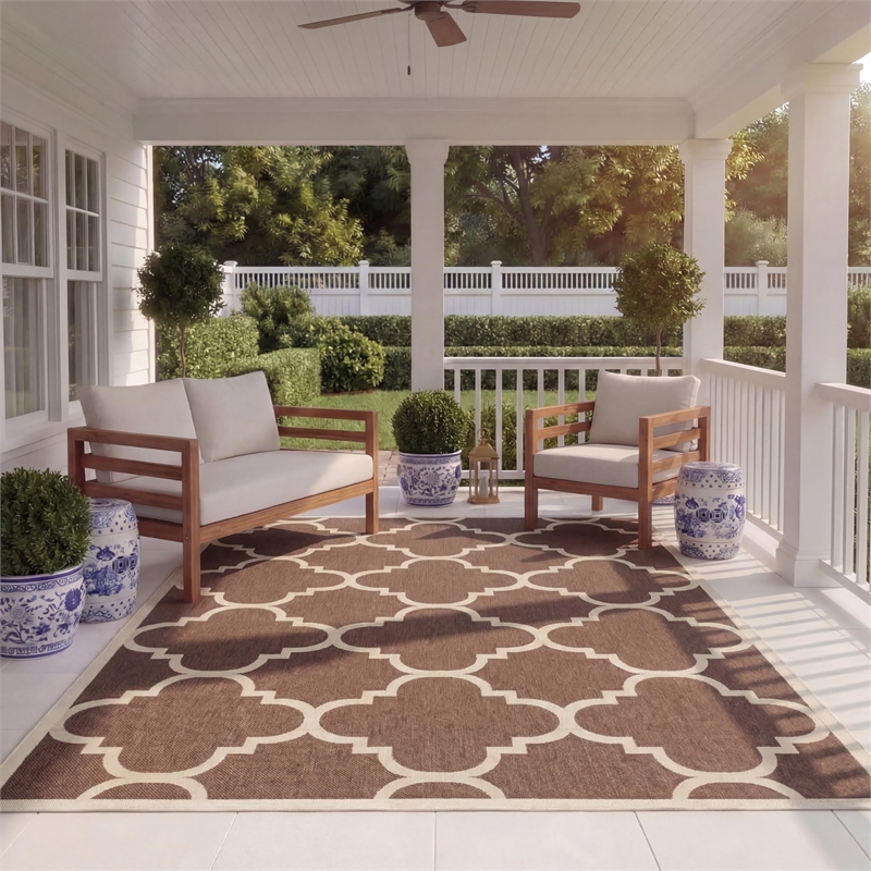 Safavieh Courtyard Dark Brown Indoor Outdoor Rug - 8' x 11'