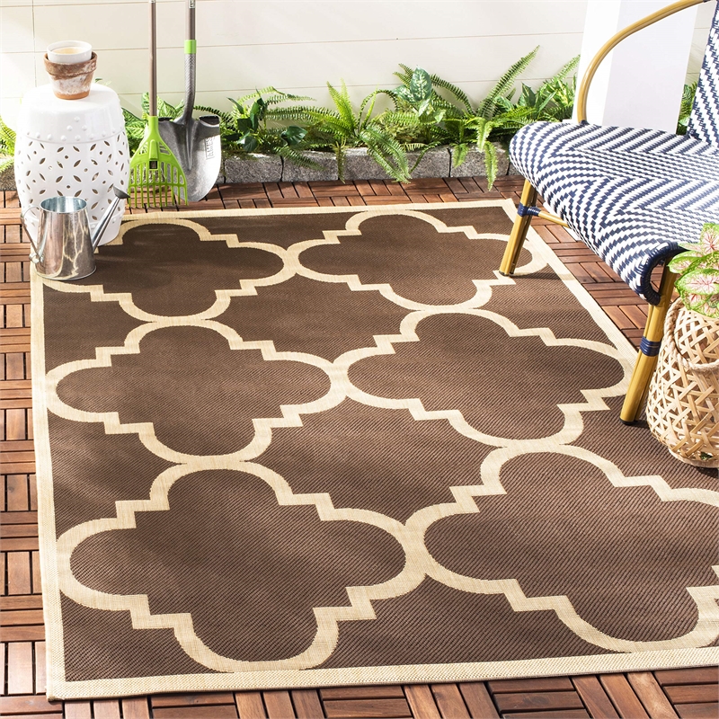 Safavieh Courtyard Dark Brown Indoor Outdoor Rug - Square 4'