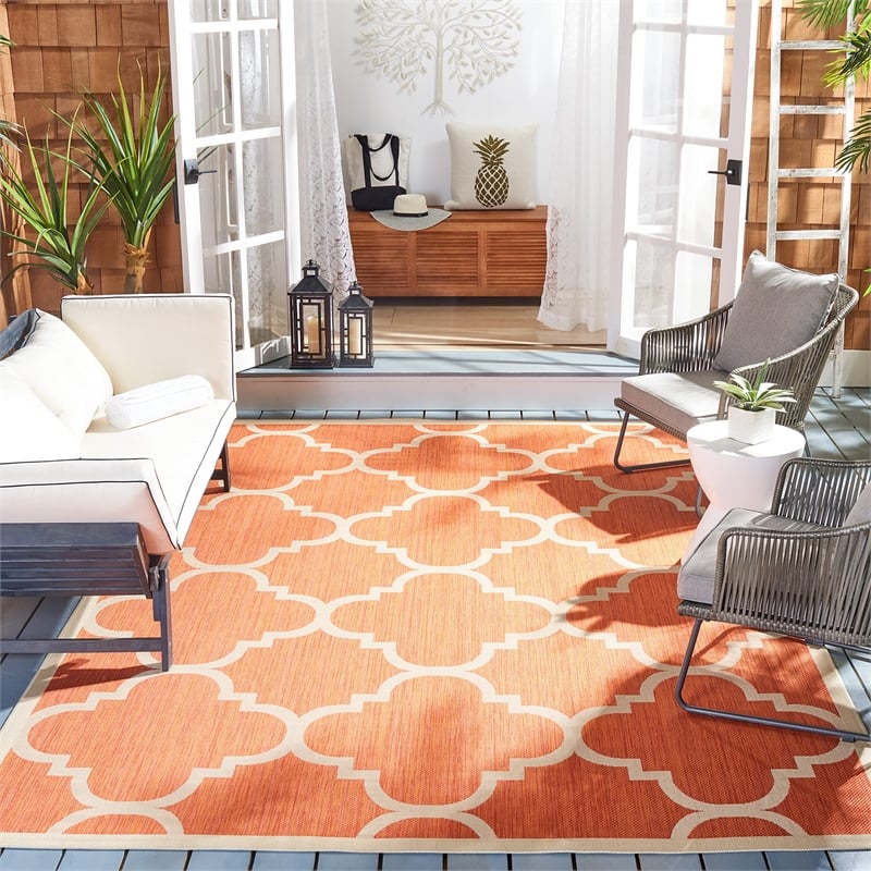 Safavieh Courtyard Terracotta Indoor Outdoor Rug - 9' x 12'