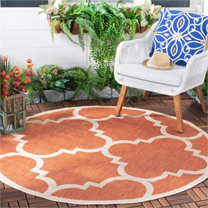 Safavieh Courtyard Terracotta Indoor Outdoor Rug - Round 5'3&quot