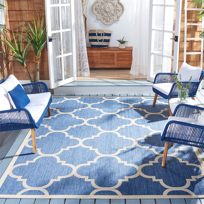Safavieh Courtyard Blue Indoor Outdoor Rug - Square 7'10