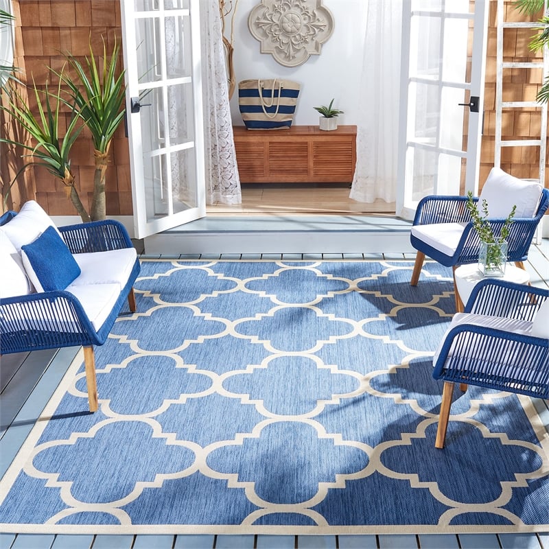 Safavieh Courtyard Blue Indoor Outdoor Rug - Square 7'10