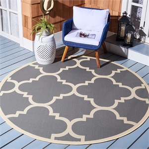 Safavieh Courtyard Grey Indoor Outdoor Rug - Round 7'10&quot