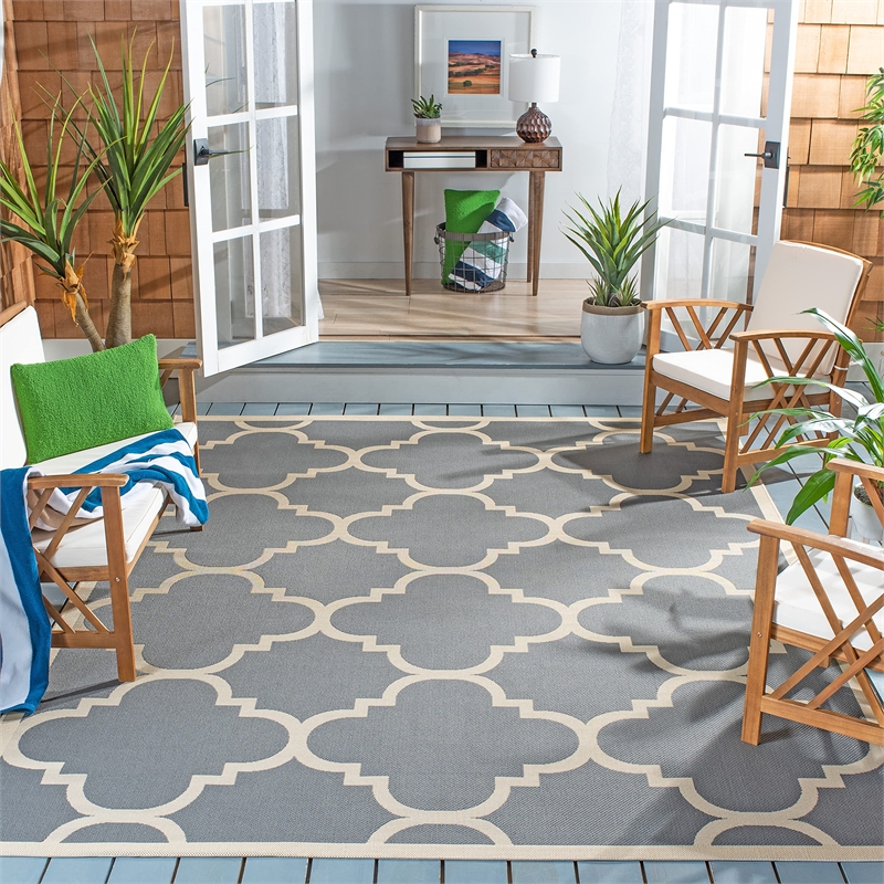 Safavieh Courtyard Grey Indoor Outdoor Rug - Square 7'10