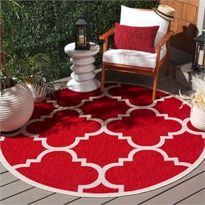 Safavieh Courtyard Red Indoor Outdoor Rug - Round 7'10&quot