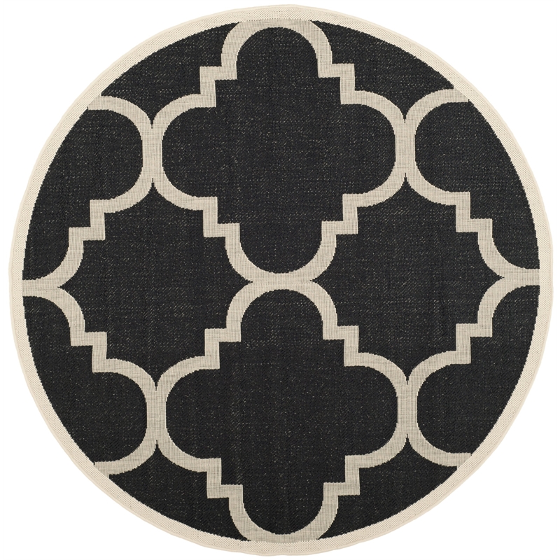 Safavieh Courtyard Black Indoor Outdoor Rug - Round 7'10