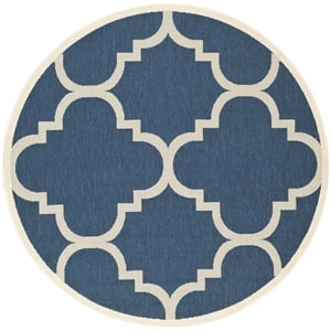 Safavieh Courtyard Navy Indoor Outdoor Rug - Round 5'3&quot