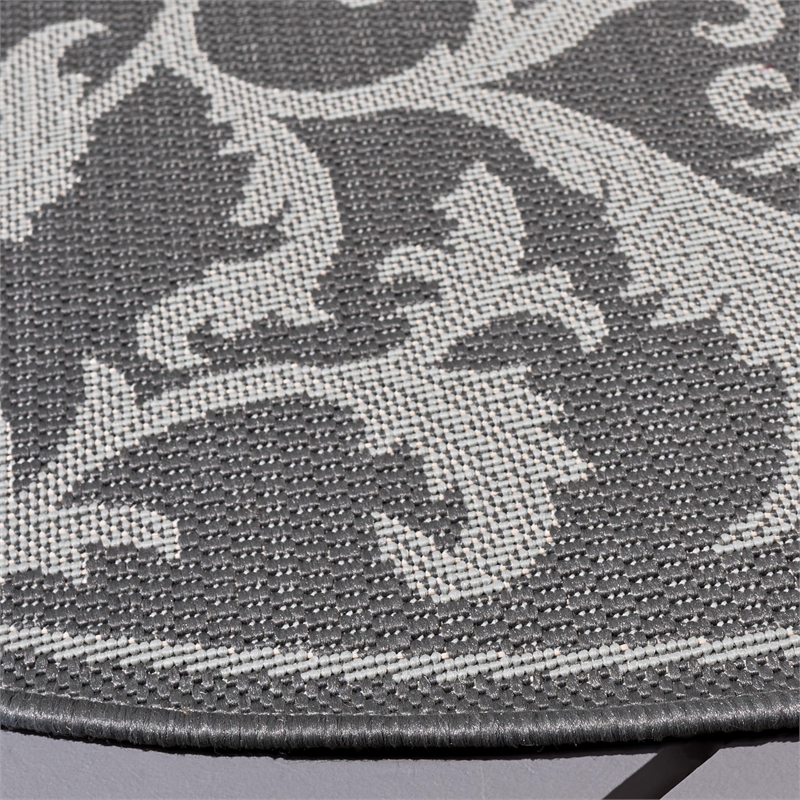 Safavieh Courtyard Anthracite Indoor Outdoor Rug - Round 5'3