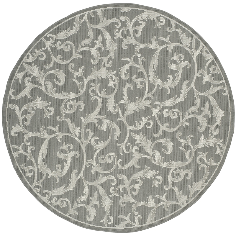 Safavieh Courtyard Anthracite Indoor Outdoor Rug - Round 6'7