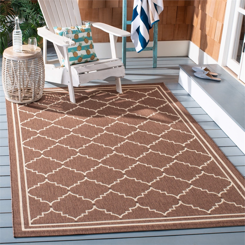 Safavieh Courtyard Chocolate Indoor Outdoor Rug - Square 6'7
