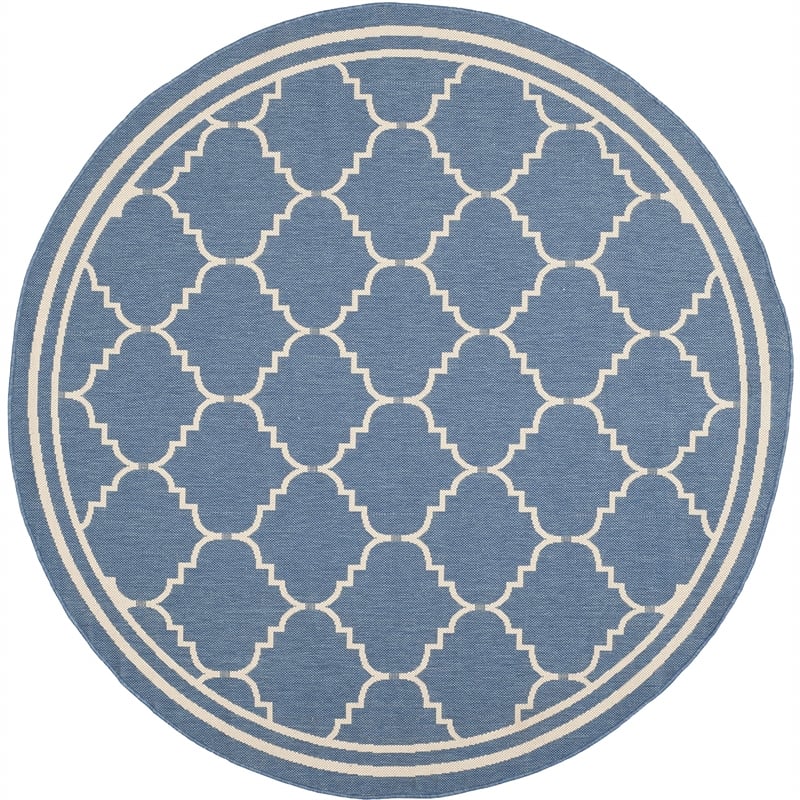Safavieh Courtyard Blue Indoor Outdoor Rug - Round 6'7