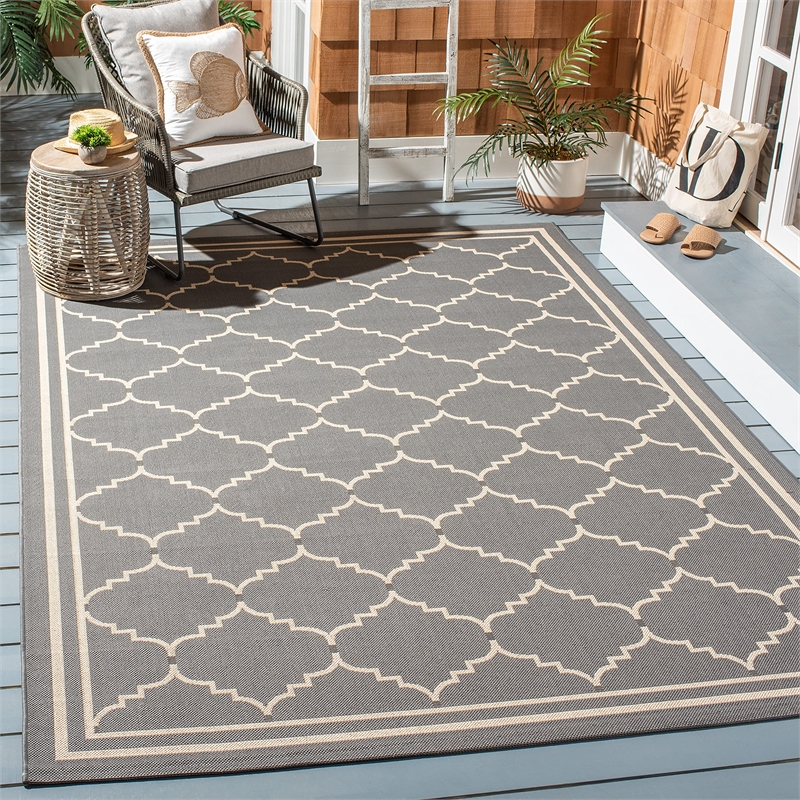 Safavieh Courtyard Grey Indoor Outdoor Rug - 8' x 11'
