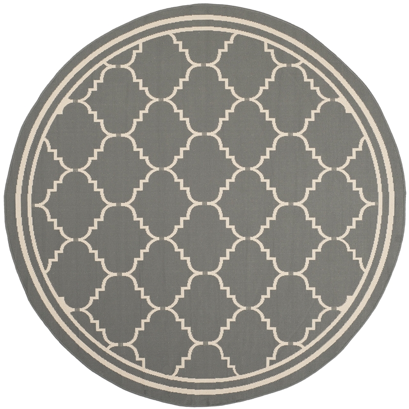 Safavieh Courtyard Grey Indoor Outdoor Rug - Round 6'7