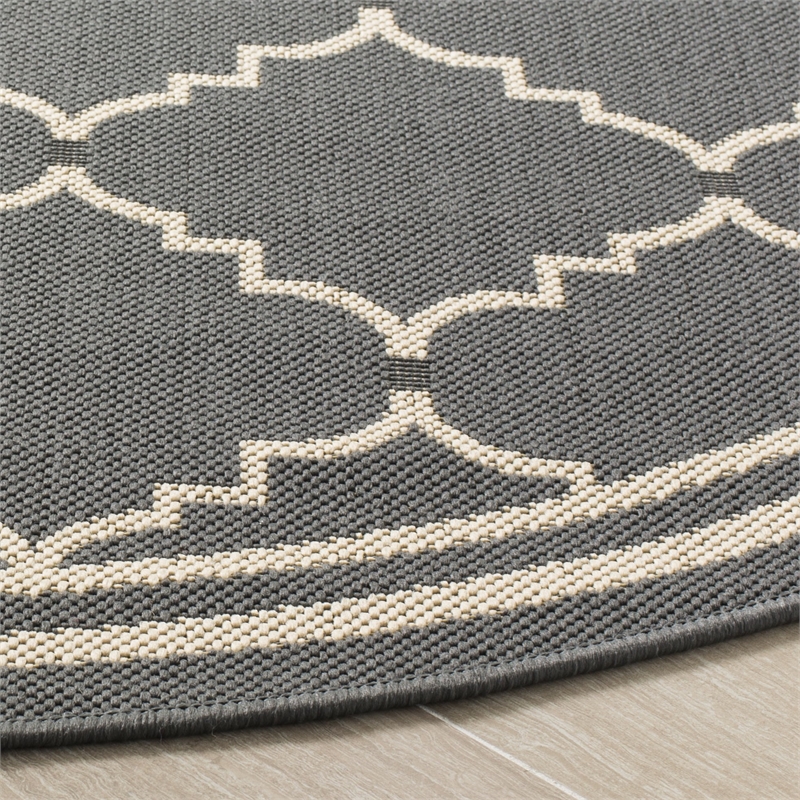 Safavieh Courtyard Grey Indoor Outdoor Rug - Round 6'7
