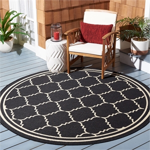 Safavieh Courtyard Black Indoor Outdoor Rug - Round 6'7&quot