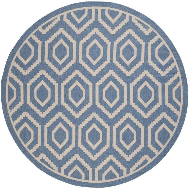 Safavieh Courtyard Blue Indoor Outdoor Rug - Round 7'10