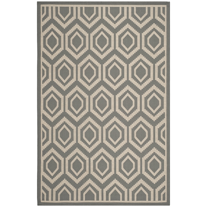 Safavieh Courtyard Anthracite Indoor Outdoor Rug - 4' x 5'7