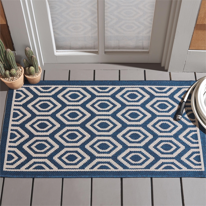 Safavieh Courtyard Navy Indoor Outdoor Rug - 2' x 3'7