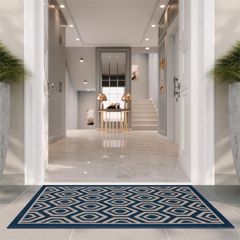 Safavieh Courtyard Navy Indoor Outdoor Rug - 2' x 3'7