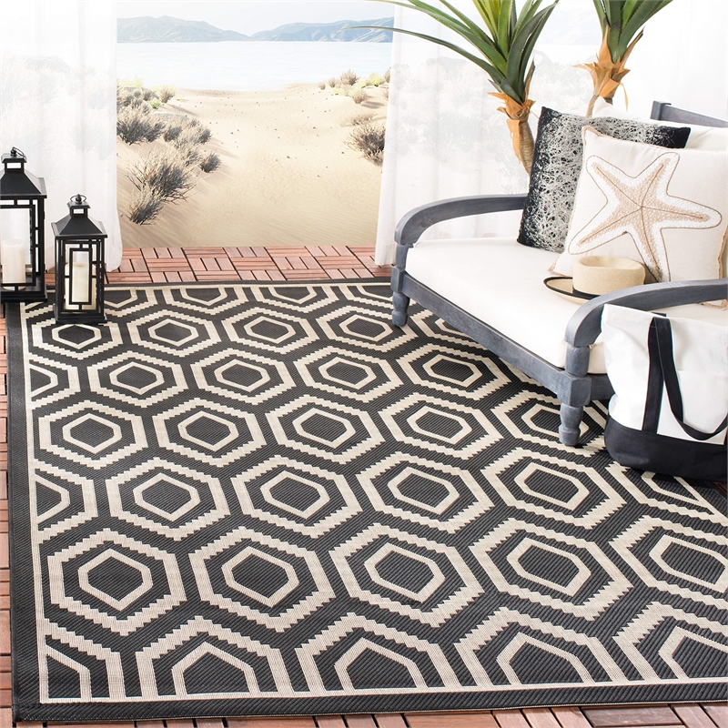 Safavieh Courtyard Navy Indoor Outdoor Rug - 9' x 12'