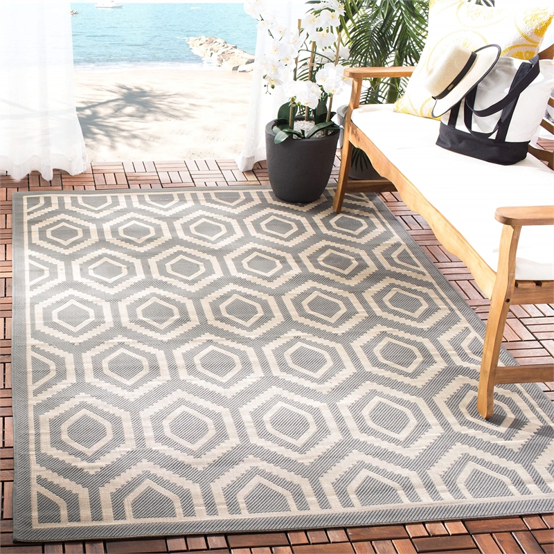 Safavieh Courtyard Navy Indoor Outdoor Rug - 9' x 12'