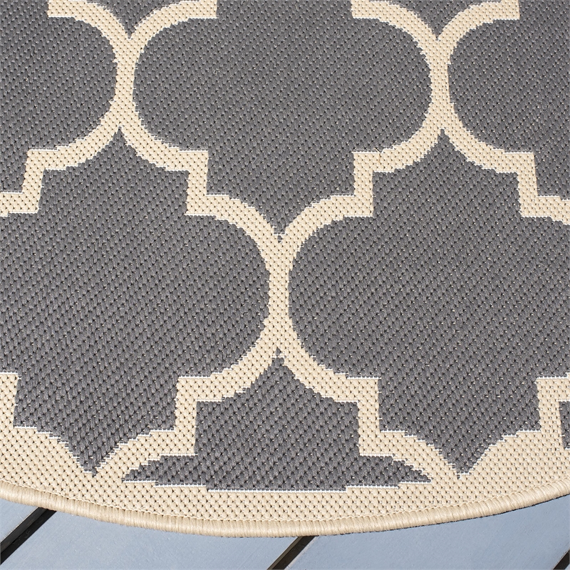 Safavieh Courtyard Anthracite Indoor Outdoor Rug - Round 5'3