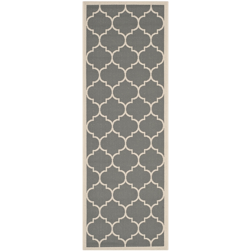 Safavieh Courtyard Anthracite Indoor Outdoor Rug - Runner 2'3