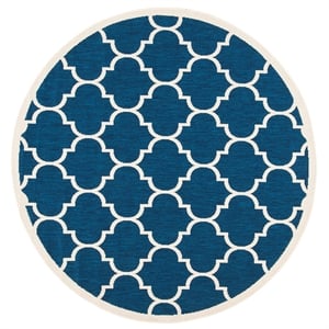 Safavieh Courtyard Navy Indoor Outdoor Rug - Round 5'3&quot