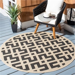 Safavieh Courtyard Black Indoor Outdoor Rug - Round 7'10&quot