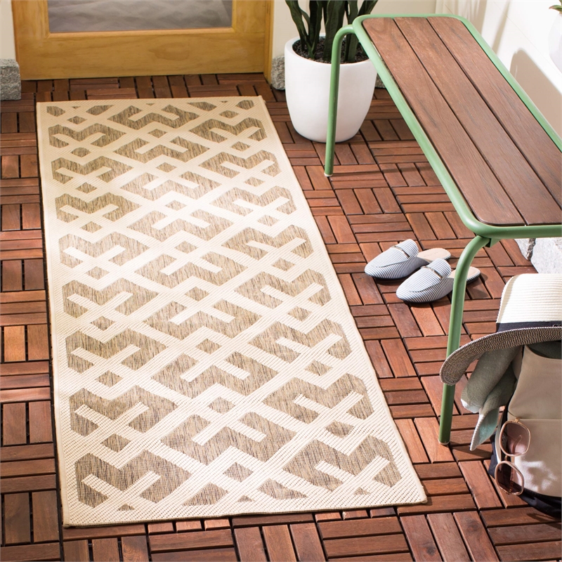Safavieh Courtyard Brown Indoor Outdoor Rug - Runner 2'4