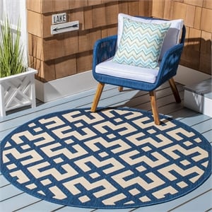 Safavieh Courtyard Navy Indoor Outdoor Rug - Round 5'3&quot