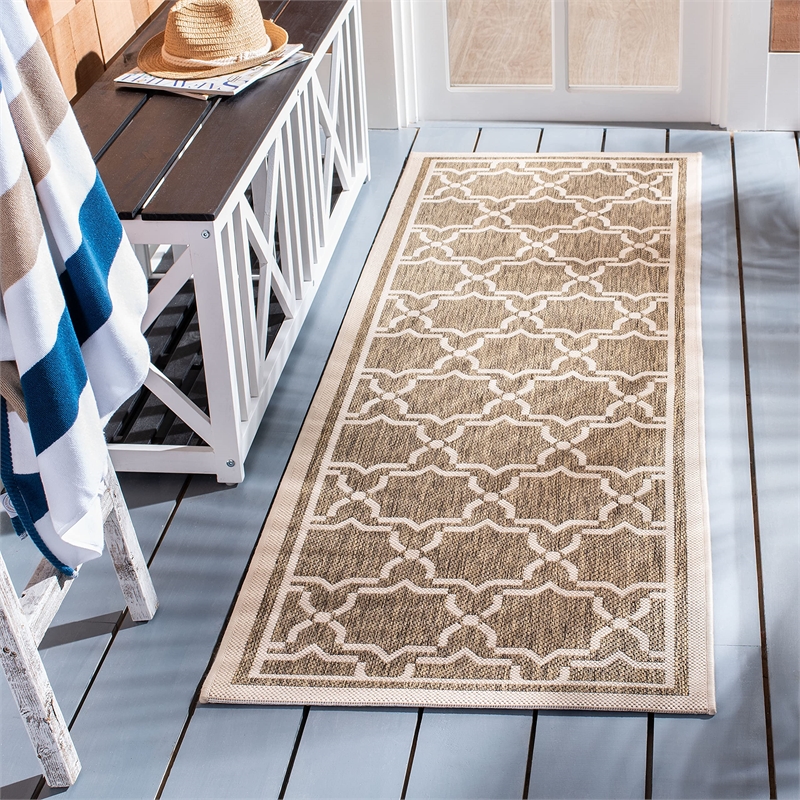 Safavieh Courtyard Brown Indoor Outdoor Rug - Runner 2'4