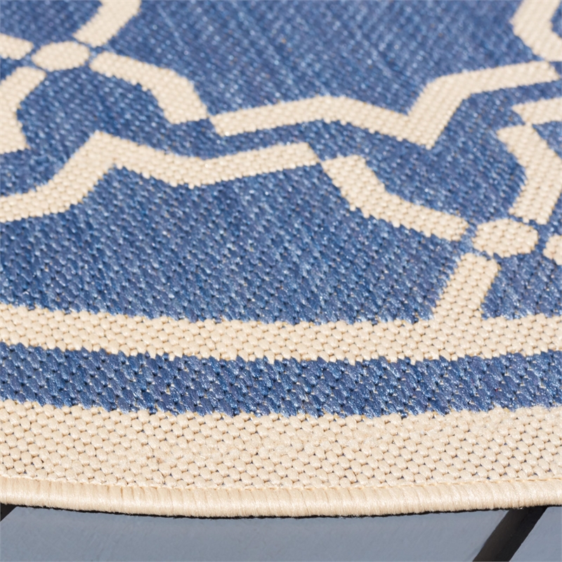 Safavieh Courtyard Blue Indoor Outdoor Rug - Round 7'10
