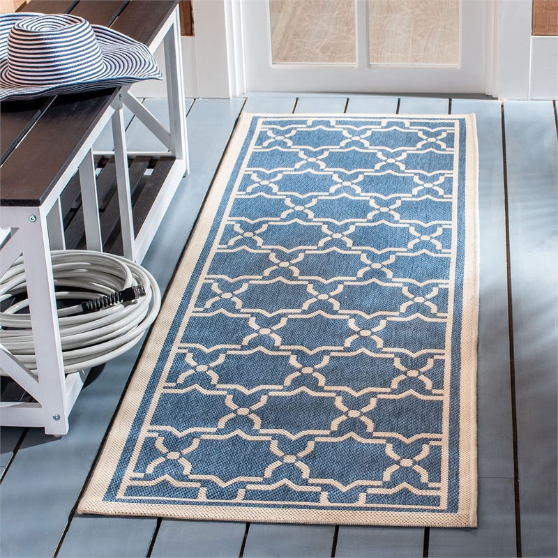 Safavieh Courtyard Blue Indoor Outdoor Rug - Runner 2'4