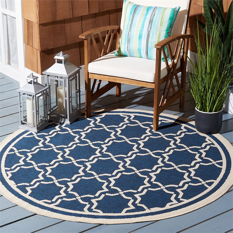 Safavieh Courtyard Navy Indoor Outdoor Rug - Round 5'3
