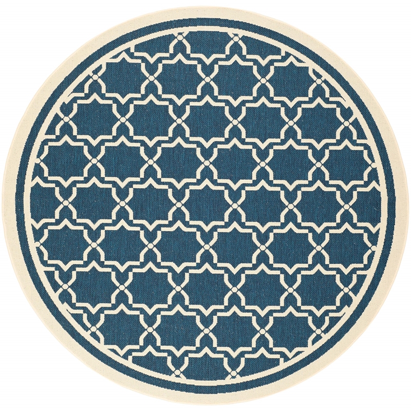 Safavieh Courtyard Navy Indoor Outdoor Rug - Round 6'7