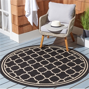 Safavieh Courtyard Black Indoor Outdoor Rug - Round 7'10&quot