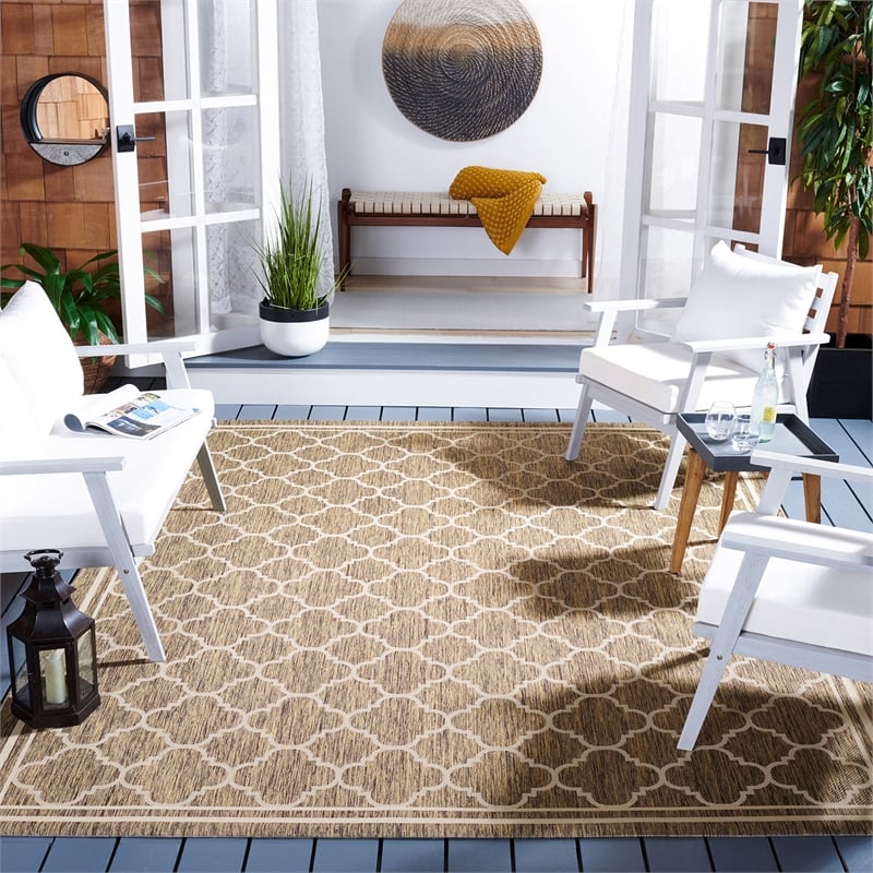 Safavieh Courtyard Brown Indoor Outdoor Rug - Square 7'10