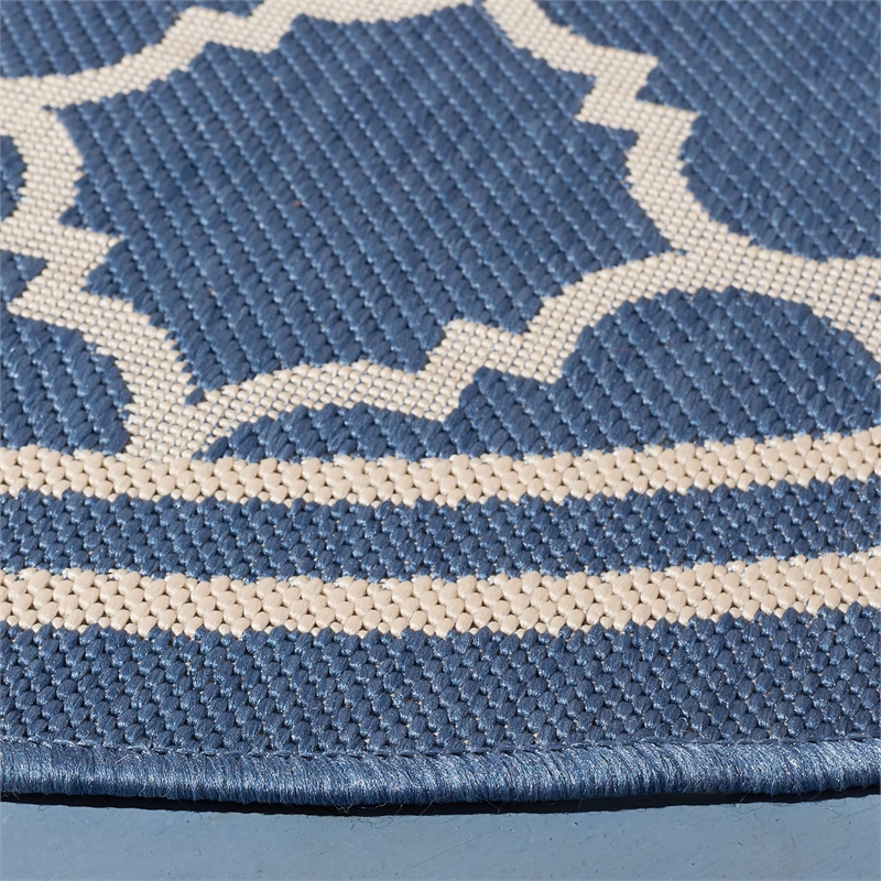 Safavieh Courtyard Blue Indoor Outdoor Rug - Round 7'10