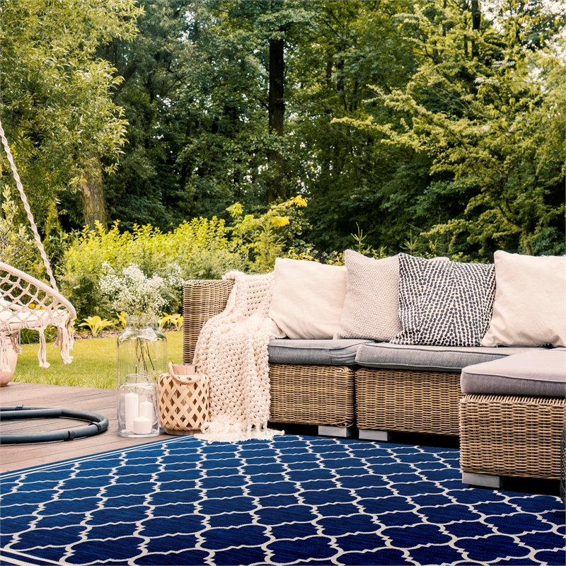 Safavieh Courtyard Navy Indoor Outdoor Rug - 9' x 12'