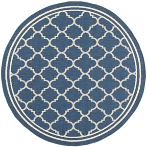 Safavieh Courtyard Navy Indoor Outdoor Rug - Round 5'3&quot