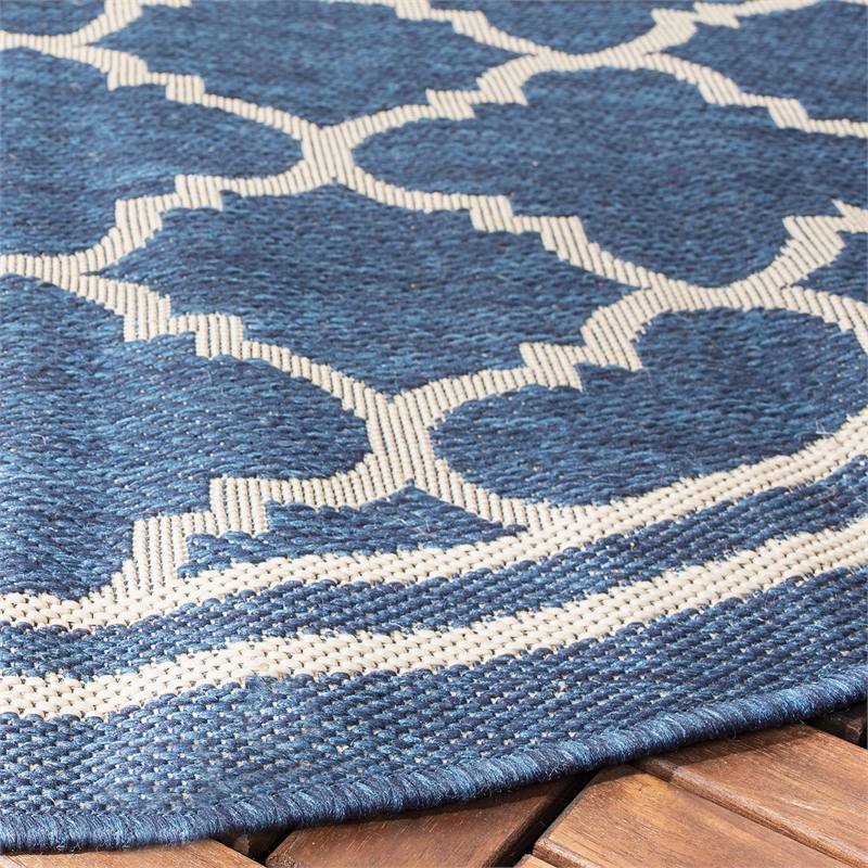 Safavieh Courtyard Navy Indoor Outdoor Rug - Round 6'7