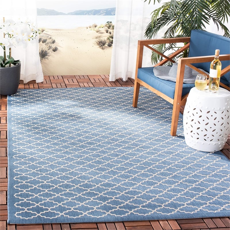 Safavieh Courtyard Blue Indoor Outdoor Rug - Square 7'10