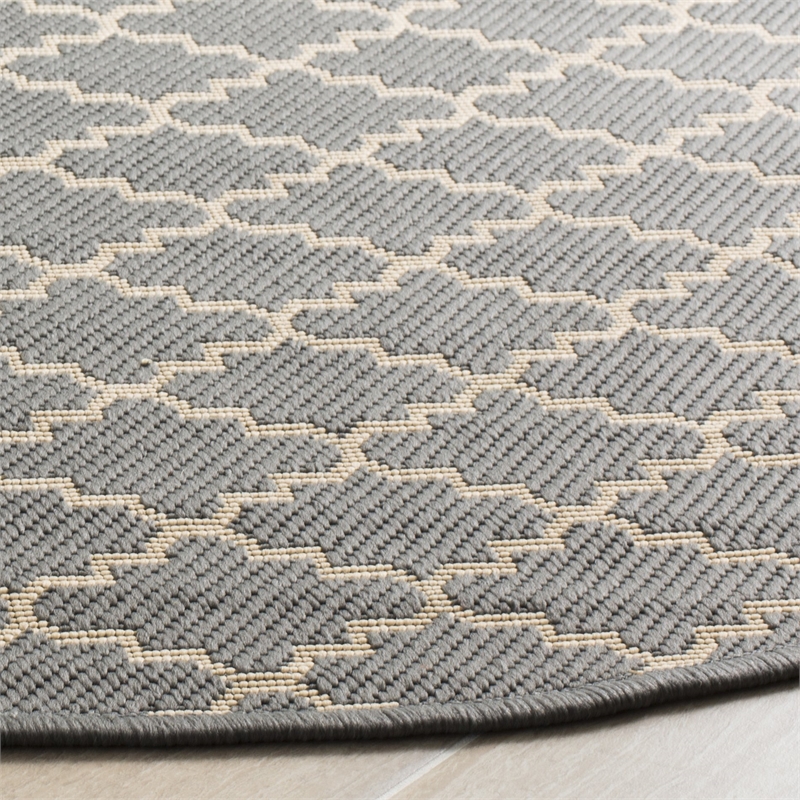 Safavieh Courtyard Anthracite Indoor Outdoor Rug - Round 7'10