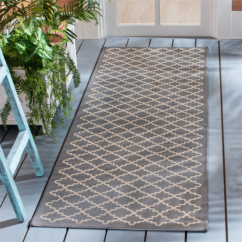 Safavieh Courtyard Anthracite Indoor Outdoor Rug - Runner 2'4