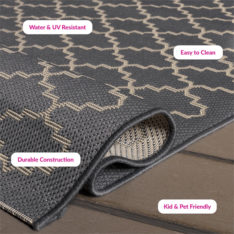 Safavieh Courtyard Anthracite Indoor Outdoor Rug - Runner 2'4