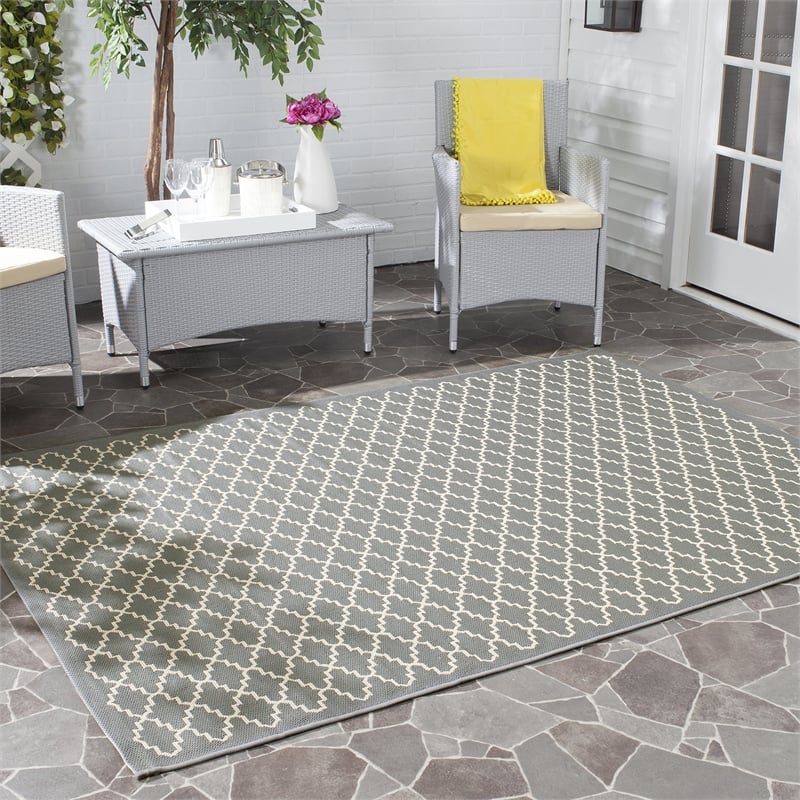 Safavieh Courtyard Anthracite Indoor Outdoor Rug - Square 5'3