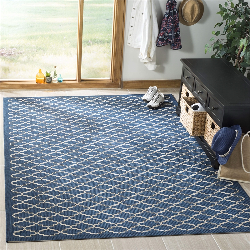 Safavieh Courtyard Navy Indoor Outdoor Rug - Square 6'7