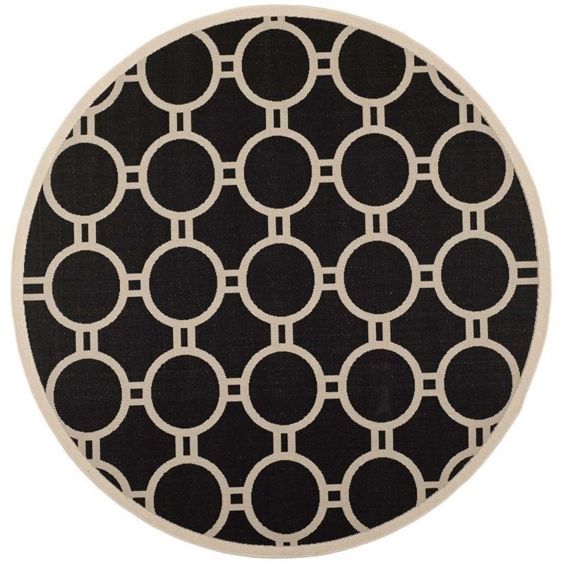 Safavieh Courtyard Black Indoor Outdoor Rug - Round 7'10